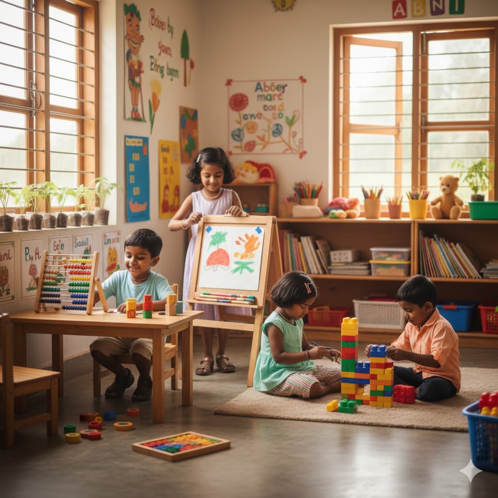 Children in Kerala engaged in joyful outdoor play