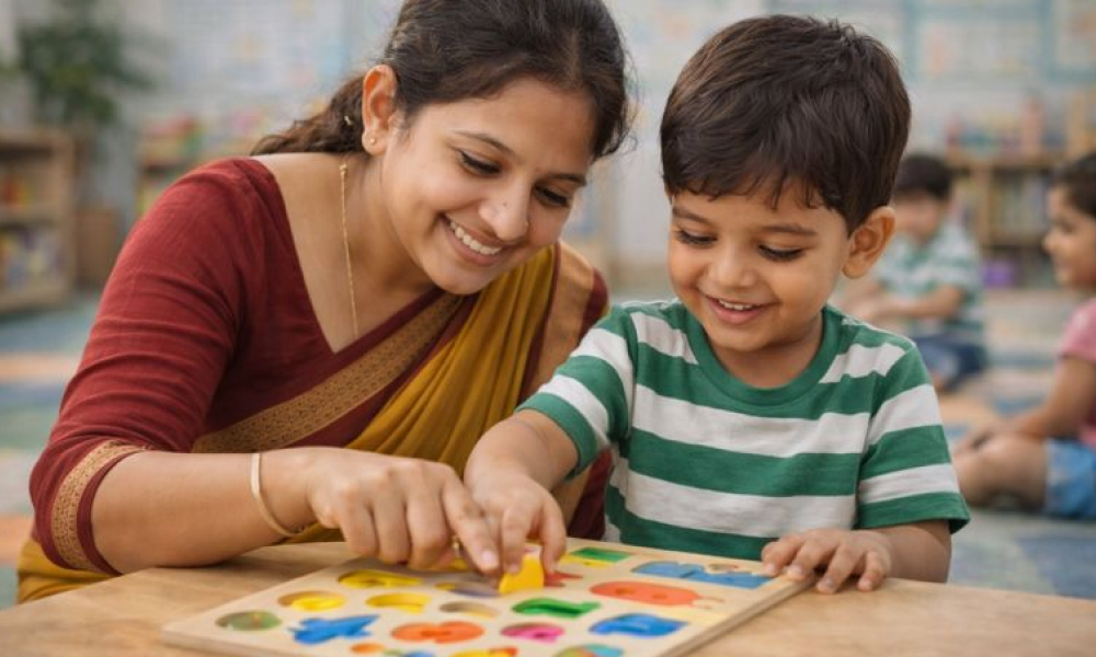 Toddlers playing with sensory materials